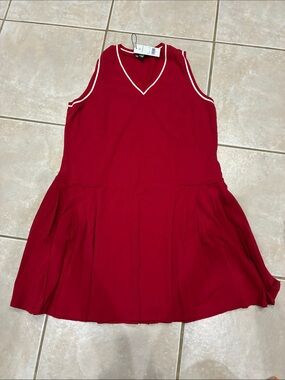 Tuckernuck Red Sleeveless V-Neck Midi Dress Red with White Trim XXL